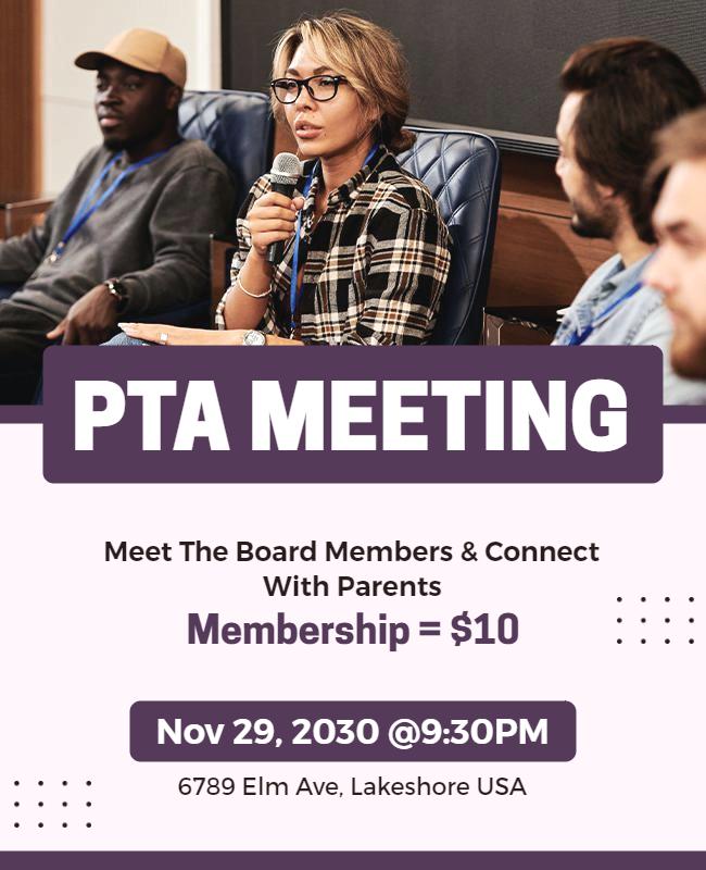 Pta Meeting Board Members Introduction Flyer Template