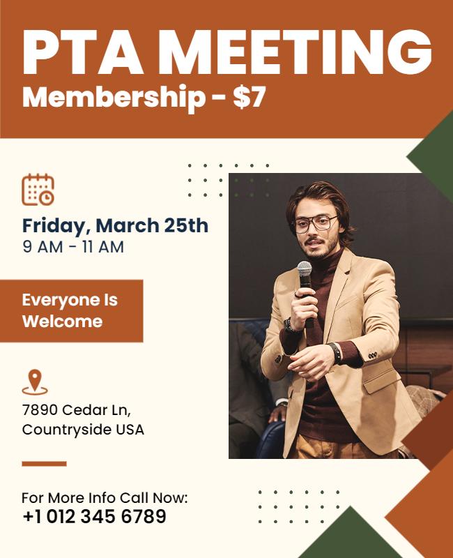 Pta Membership Meeting Invitation Flyer Template