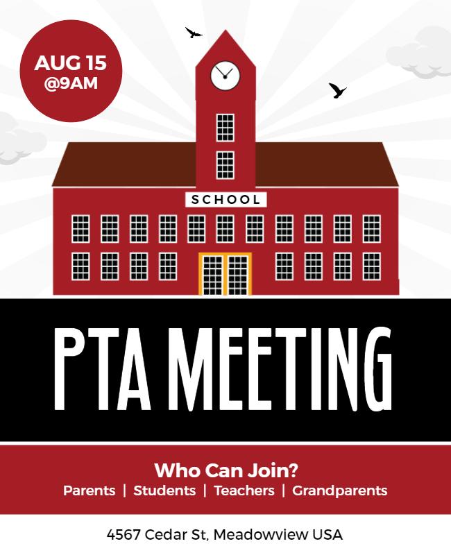 Pta School Meeting Event Flyer Template