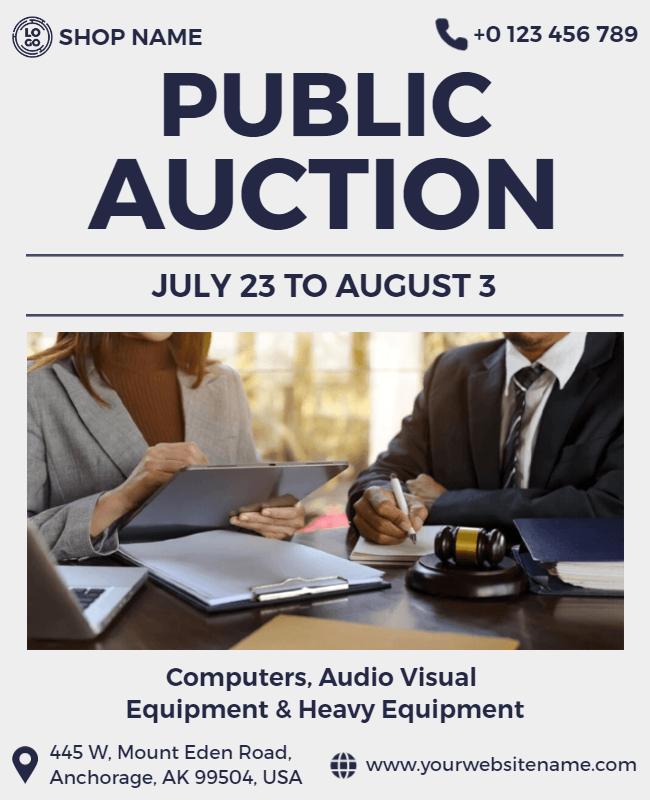 Public Auction Equipment and Technology Flyer Template