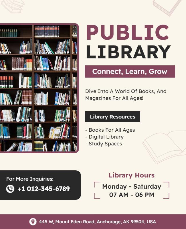 Public Library Resource Information Flyer Template