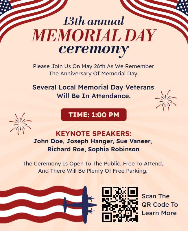 Public Memorial Day Ceremony Flyer Template