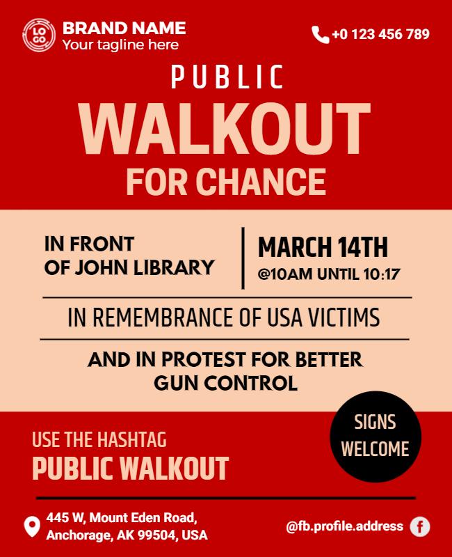 Public Protest Gun Control Walkout Flyer Template