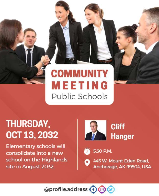 Public Schools Community Meeting Flyer Template