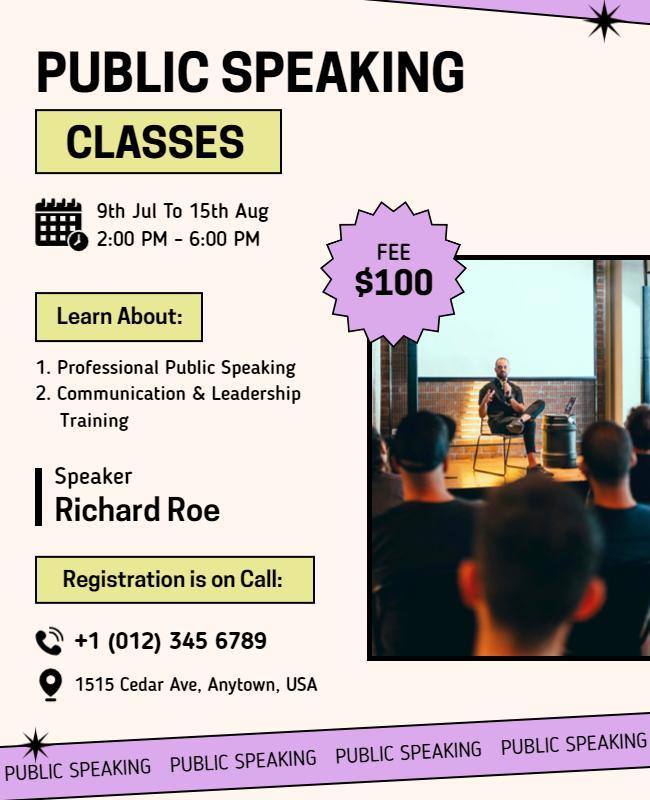 Public Speaking Workshop Event Flyer Template