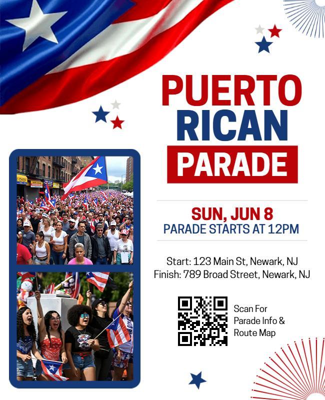Puerto Rican Community Parade Celebration Flyer Template