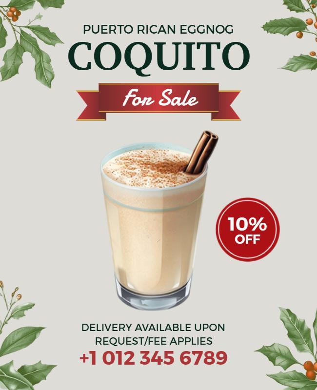 Puerto Rican Coquito Eggnog Promotion Flyer Template