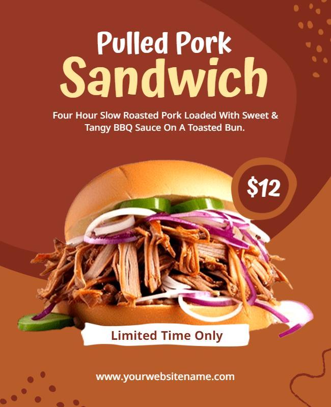 Pulled Pork Sandwich Special Offer Flyer Template