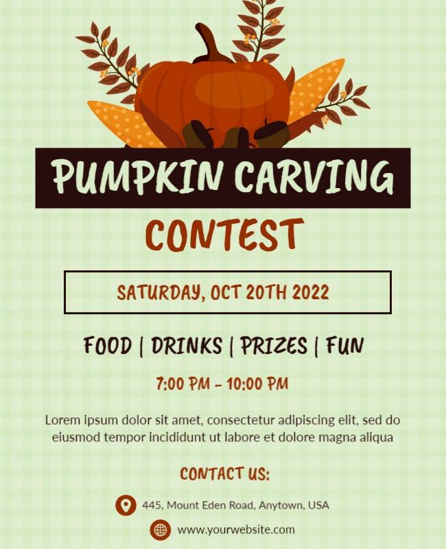 Autumn-Themed Pumpkin Carving Contest Flyer Template