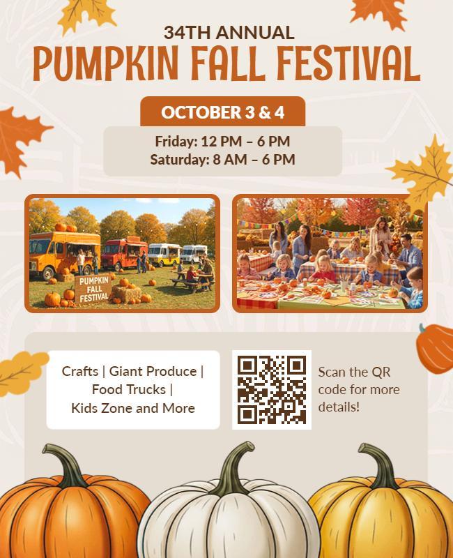 Pumpkin Fall Festival Event Celebration Flyer Template