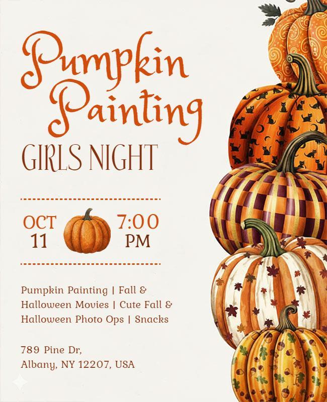 Pumpkin Painting Girls Night Event Flyer Template
