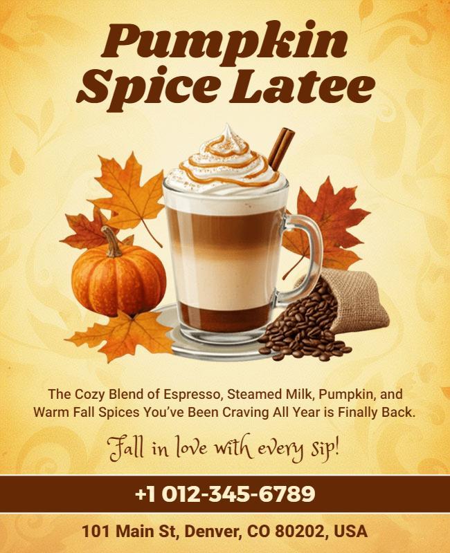 Pumpkin Spice Latte Promotional Flyer Template