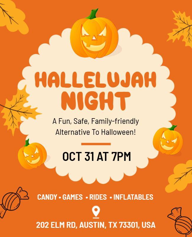 Pumpkin-Themed Hallelujah Night Flyer Template