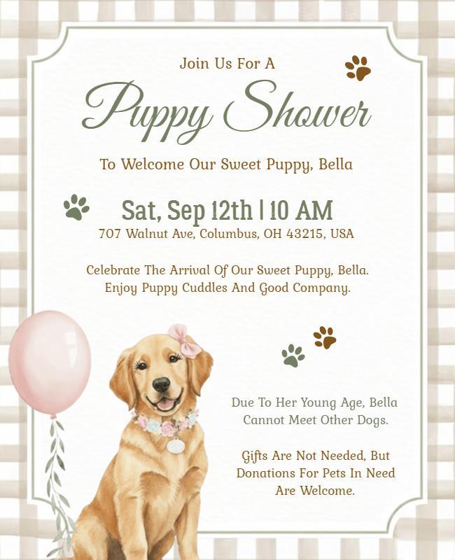 Puppy Shower Celebration Invitation Flyer Template