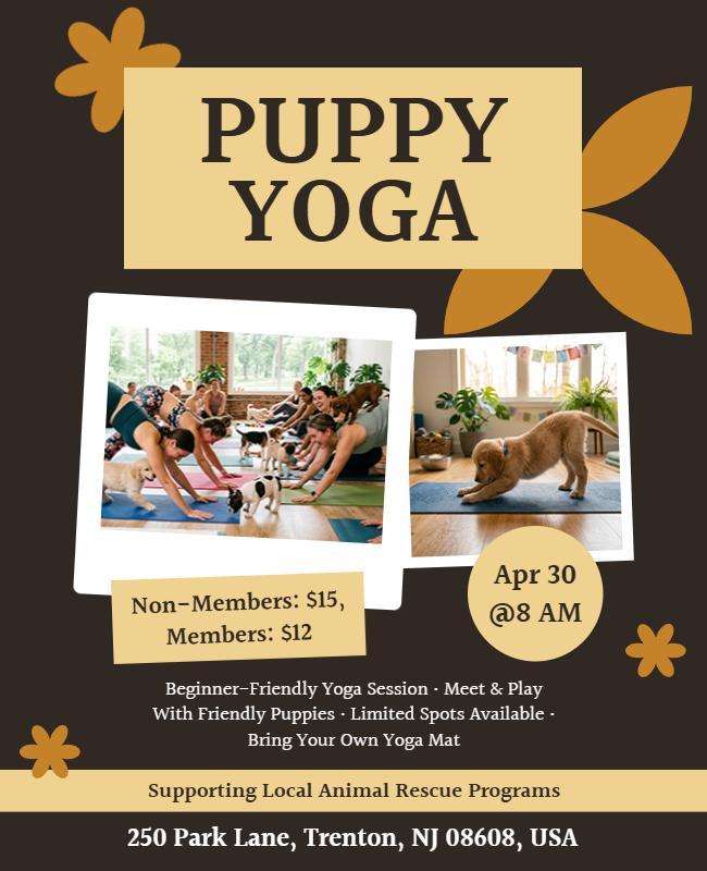 Puppy Yoga Class Event Flyer Template