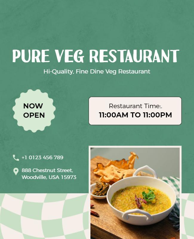 Pure Vegetarian Restaurant Opening Flyer Template