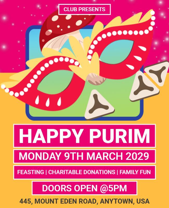 Purim Celebration Event Flyer Template