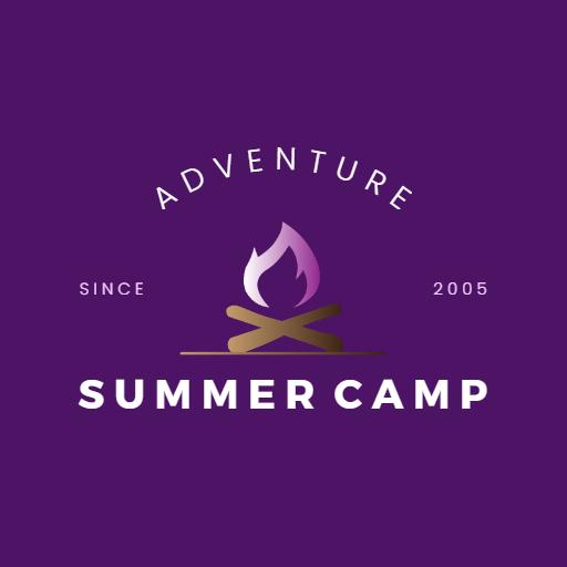 Purple Adventure Theme Inviting Exciting Summer Camp Logo Template