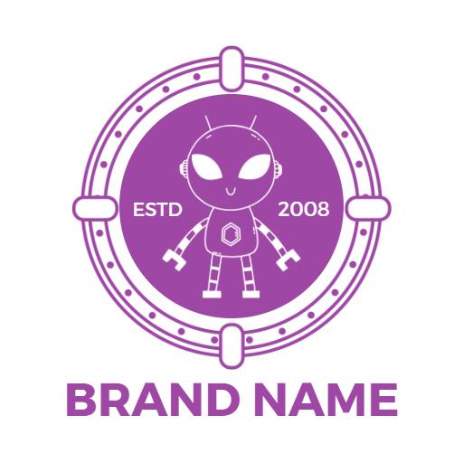Purple Alien Character Capturing Fun and Imagination Logo Template