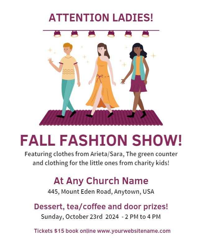 Purple and White Fashion Show Poster Template