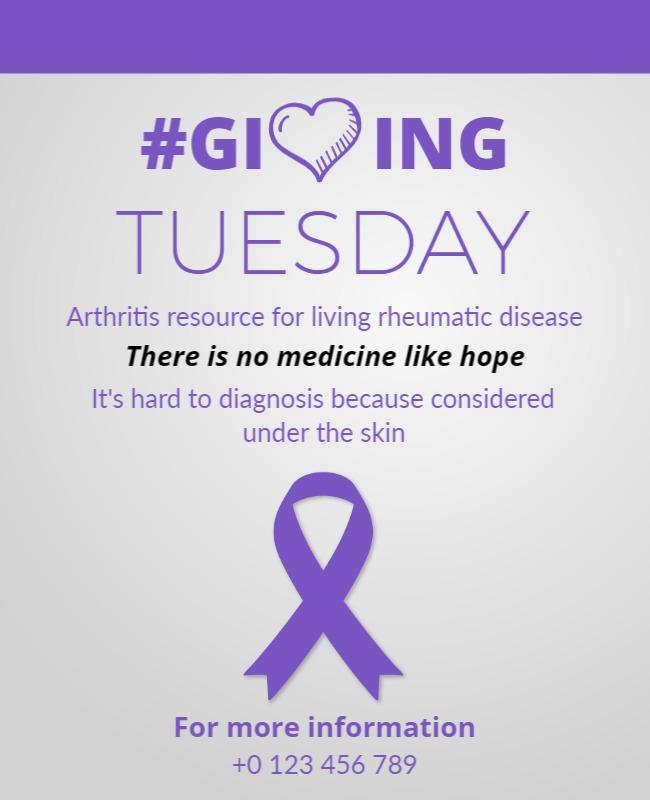 Purple Awareness for Rheumatic Disease Giving Tuesday Poster Template