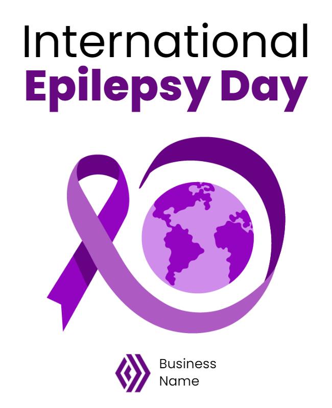 Purple Awareness Ribbon for International Epilepsy Day Poster Template