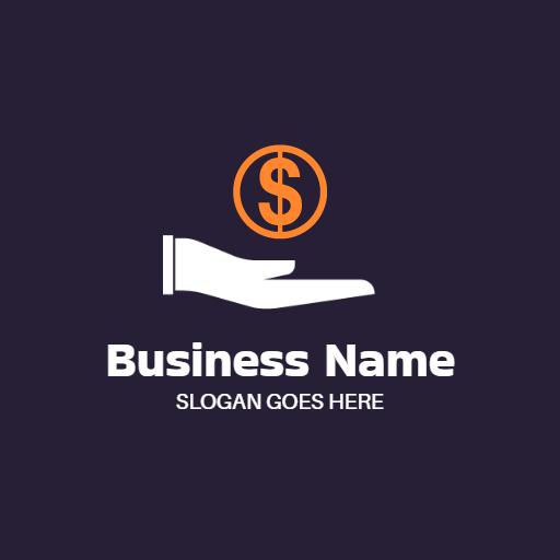 Purple Background Hand Offering Financial Services in Banking Logo Template