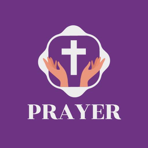 Purple Background with Hands and Cross Symbolizing Prayer Logo Template
