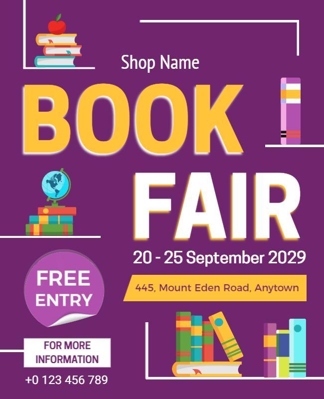 Purple Book Fair Flyer Template