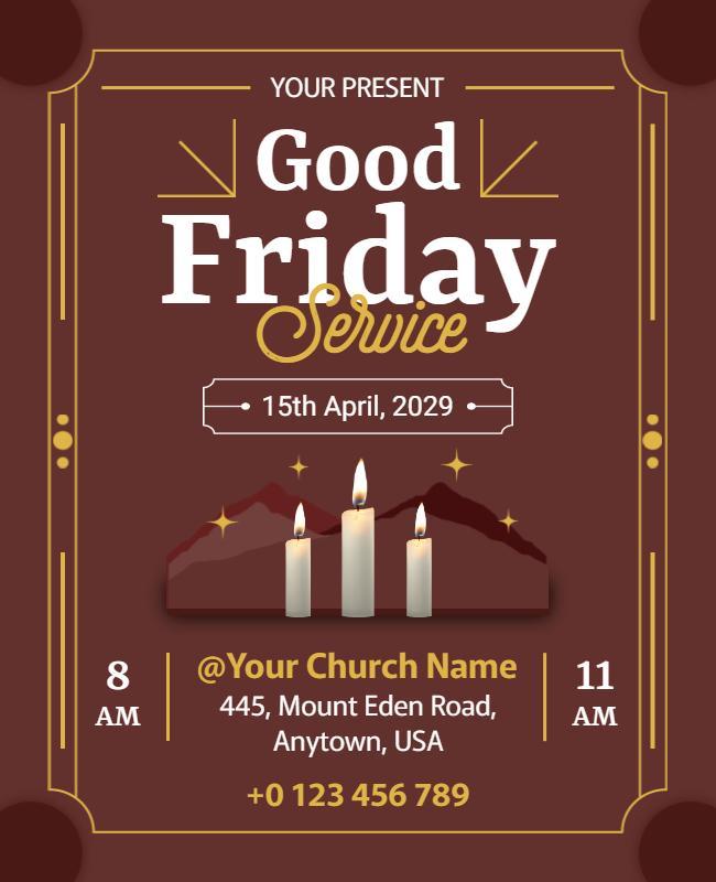 Purple Brown Good Friday Flyer Template