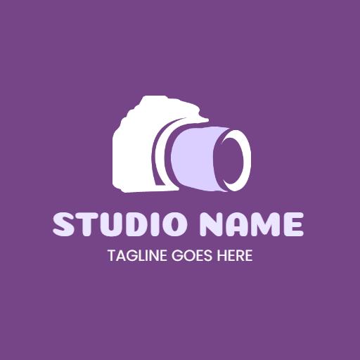 Purple Camera Design Reflecting Modern Photography Logo Template
