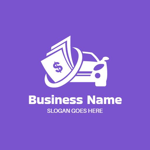 Purple Car and Money Symbol Highlighting Banking Services Logo Template