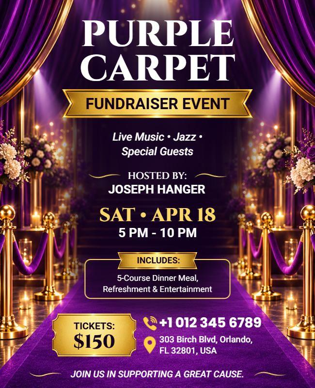 Purple Carpet Fundraiser Event Flyer Template