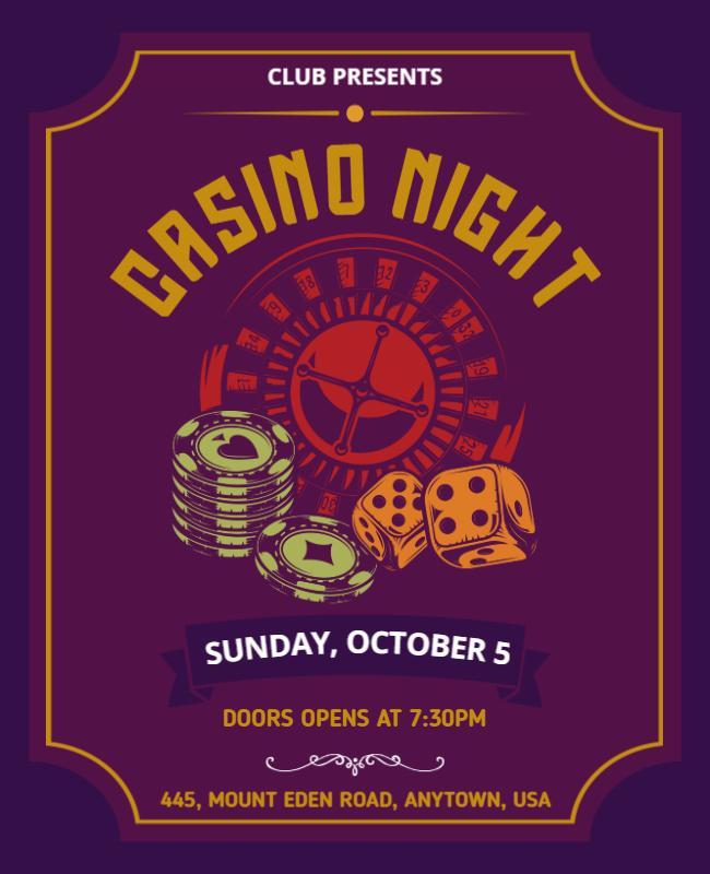 Purple Casino Night Flyer Template