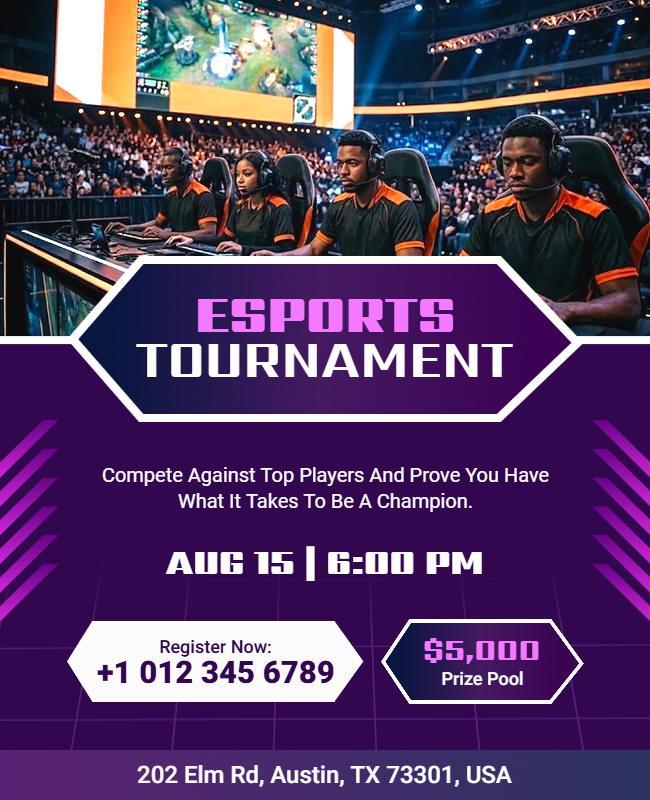 Purple Esports Tournament Flyer Template