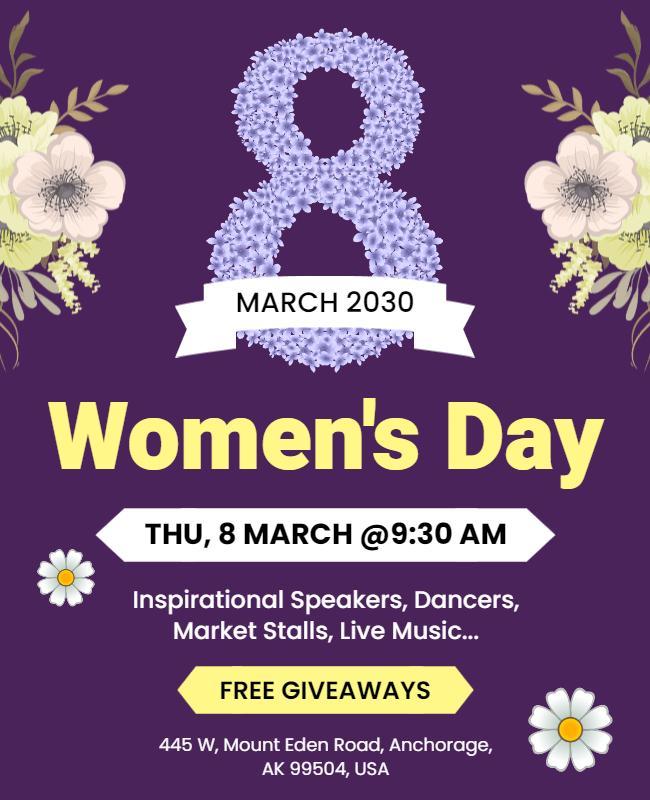 Purple Floral Celebration for Women's Day Event Poster Template