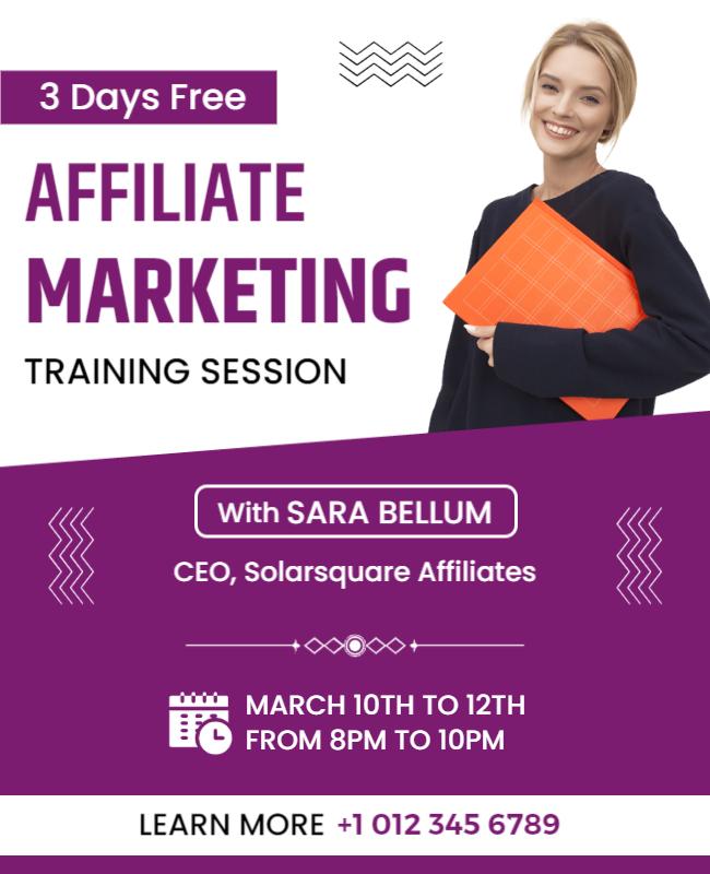 Purple Modern Affiliate Marketing Training Session Poster Template