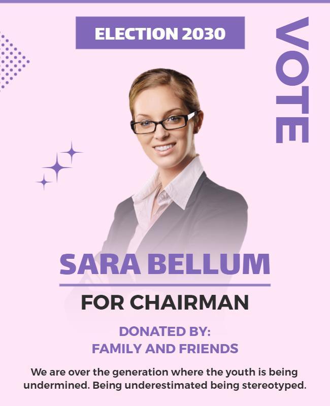 Purple Modern Election Campaign Poster Template