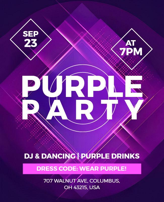 Vibrant Purple Nightlife DJ Party Flyer Template