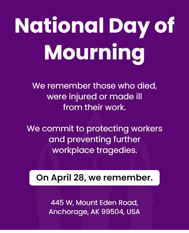 Purple Remembrance National Day of Mourning Poster Template