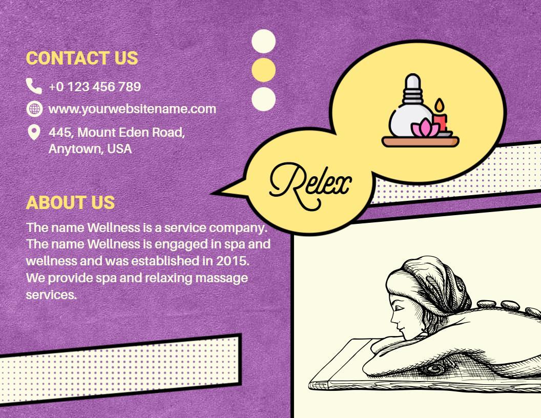 Purple Spa Relaxation and Massage Services Brochure Template