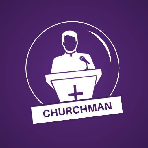 Purple Themed Churchman Logo Featuring Inspirational Speaker Logo Template