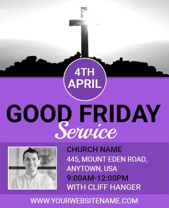 Purple Themed Good Friday Church Service Event Poster Template