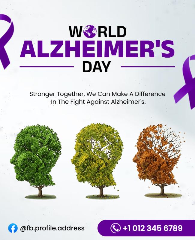 Purple Themed World Alzheimer's Day Awareness Poster Template