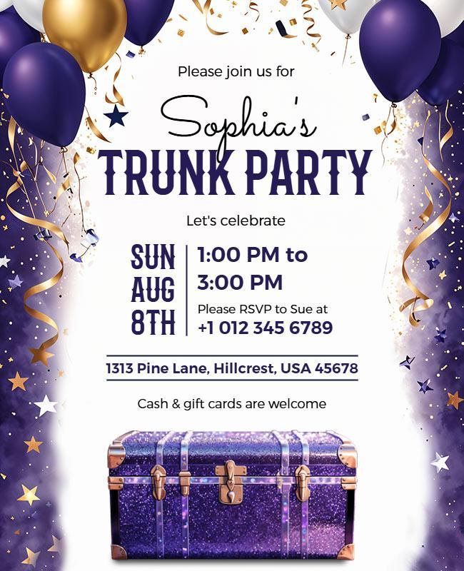 Purple Trunk Party Celebration Flyer Template