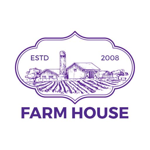 Purple Vintage Design Showcasing Farmhouse Landscape Logo Template