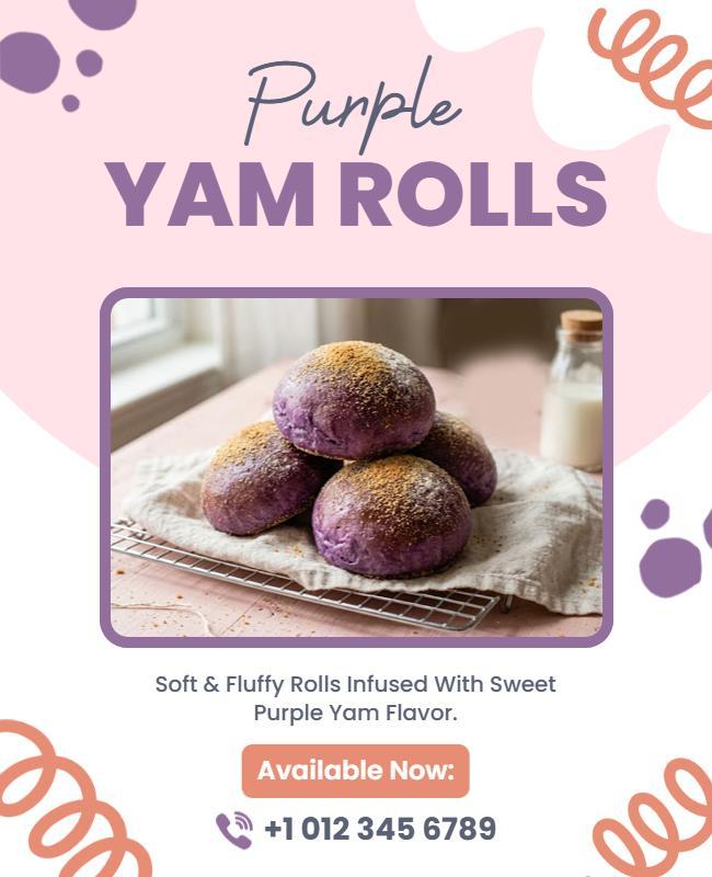 Purple Yam Rolls Promotion Flyer Template