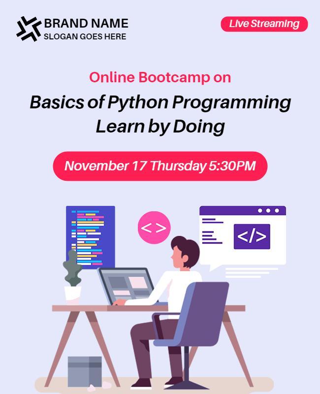 Python Programming Online Bootcamp Flyer Template