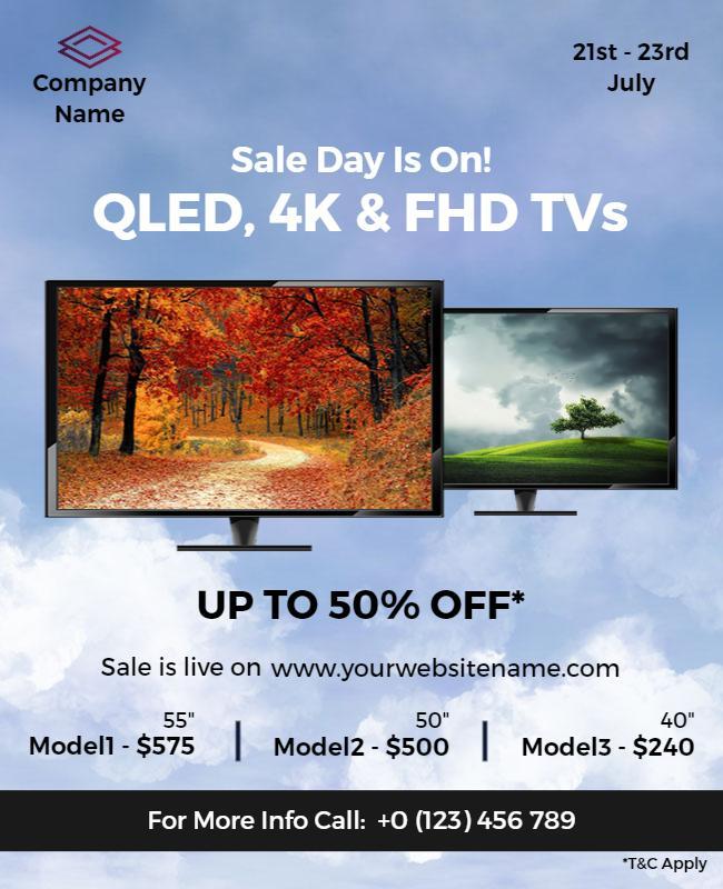 Qled and 4k Tv Sale Promotion Flyer Template