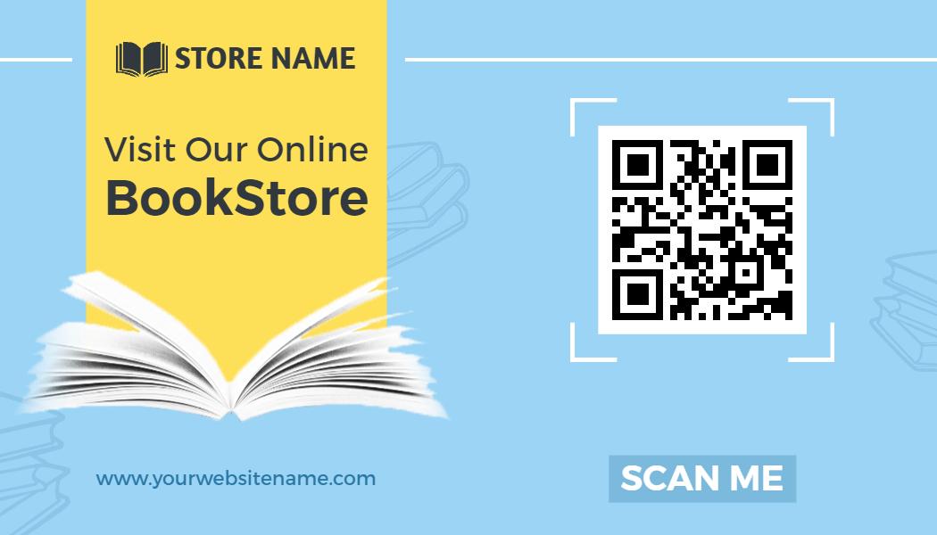 QR Code Enabled Yellow Online Education Bookstore Business Card Template